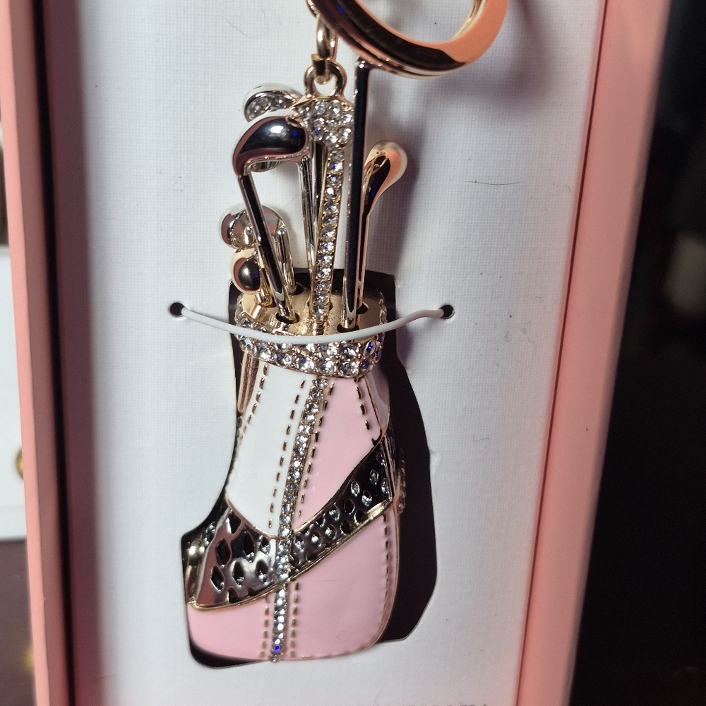 NWT Piper Silver , Gold And Pink Bag Golf Bag Charm Key Chain